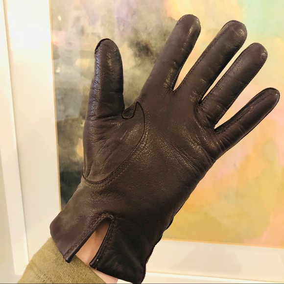 Pair of vintage embroidered lined leather gloves - Picture 5 of 8